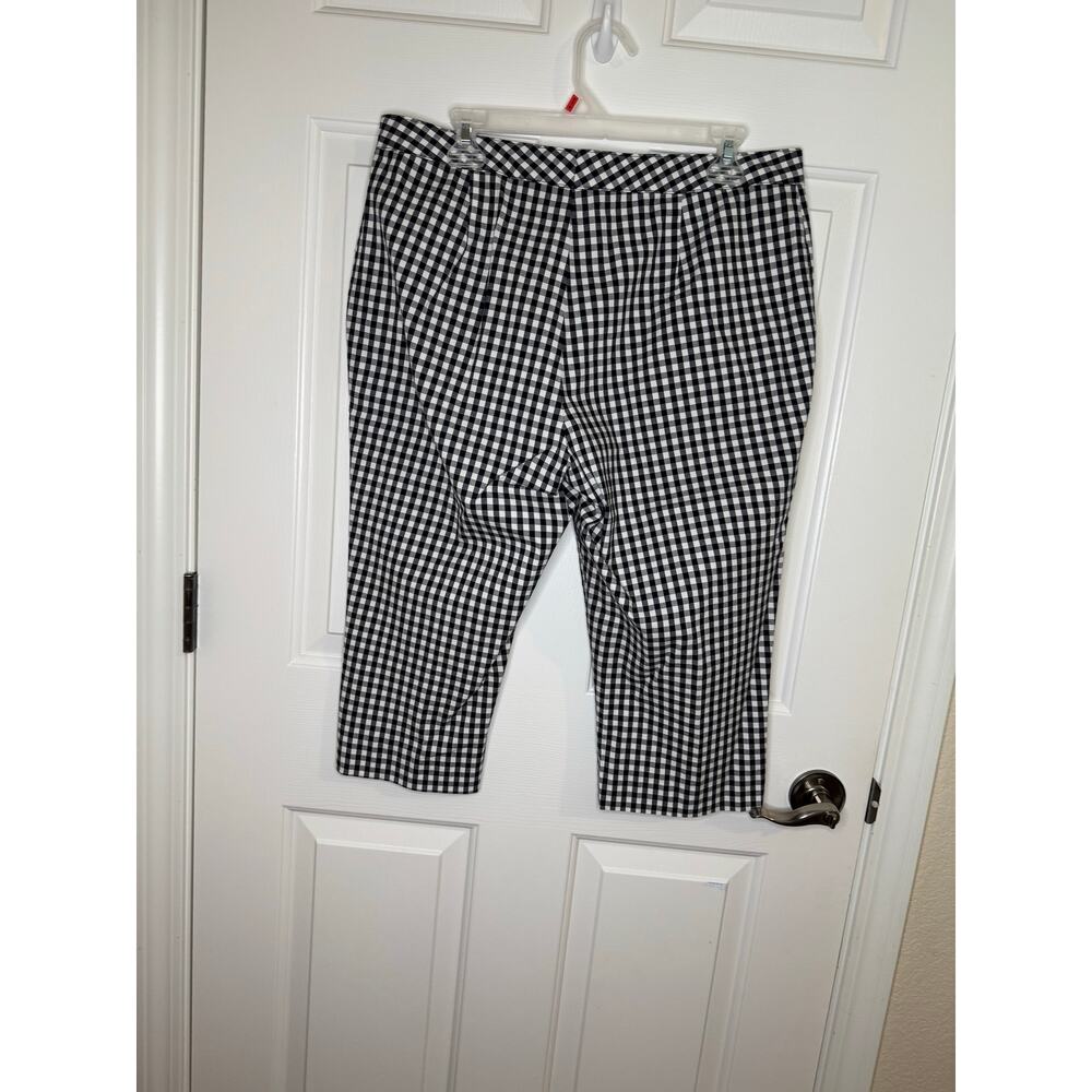 Chaps Cropped Black White Gingham Cotton Pants Preppy Summer Vacation 12 Petite - Picture 5 of 8
